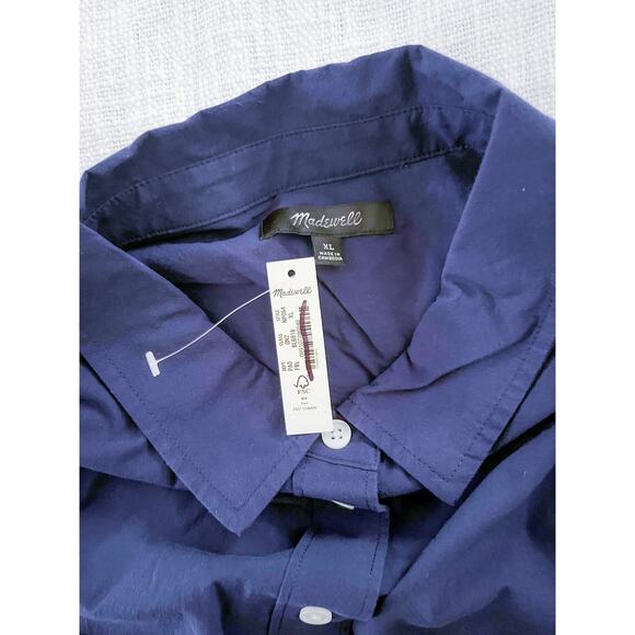 Madewell | NWT | Oversized Straight Hem Shirt in Signature Poplin | Navy | Sz XL - Picture 11 of 11